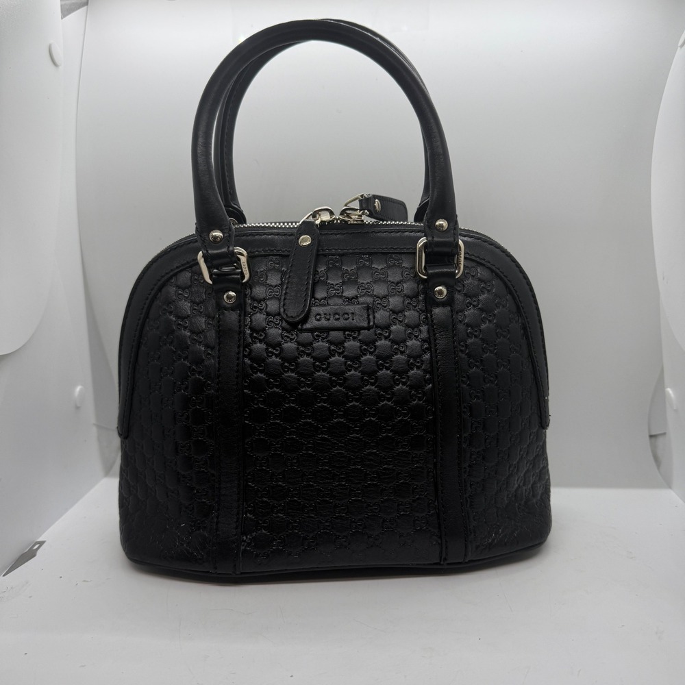 Gucci Microguccissima Mini Dome Satchel Black Leather Crossbody Bag Handbag GG - Picture 3 of 16